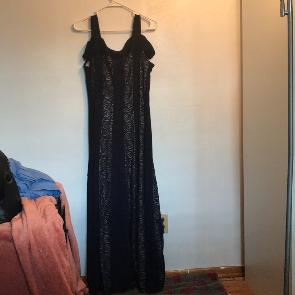 Blue lace prom dress